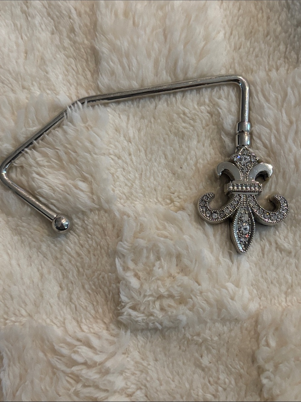 Silver Crystal Fleur-de-Lis Handbag Hook